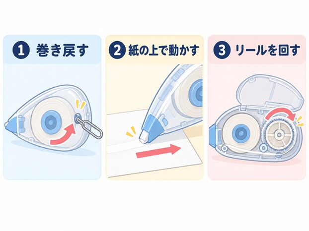 修正テープのたるみを直す方法