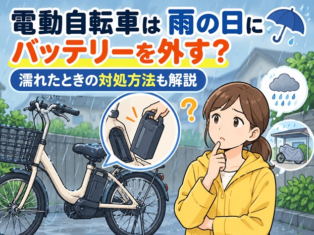 電動自転車は雨の日にバッテリーを外す？濡れたときの対処方法も解説