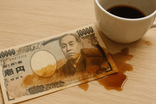 お札にコーヒーをこぼした！使える？交換できる？すぐにやるべき対処法まとめ